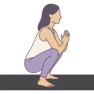 말라아사나 (요기 스쿼트) · 길게 머물러